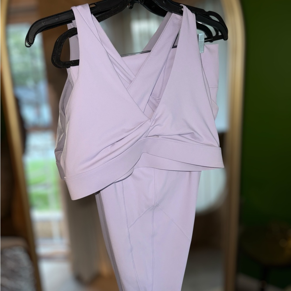 Fabletics Lavender Sports Bra and Leggings Set